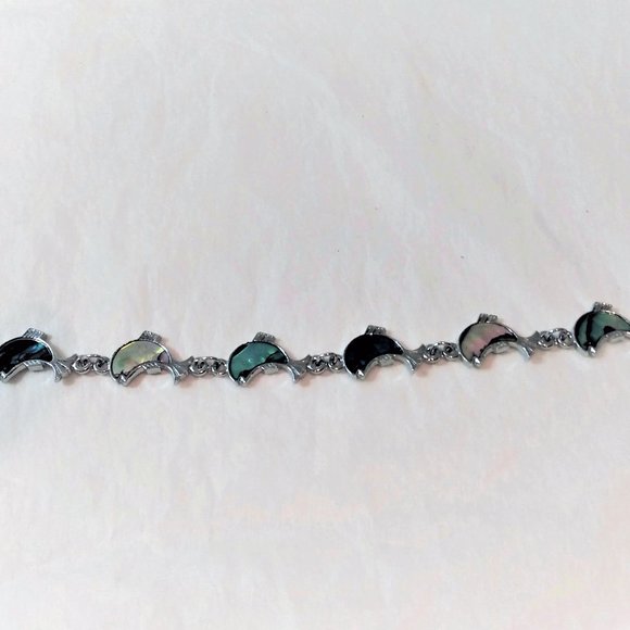 Abalone Shell Dolphin Bracelet & Pendant Rope Necklace with Dolphin Pendant - Picture 8 of 10